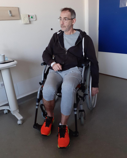 Photo de Gilles lors de son hospitalisation au centre de rééducation Bourges après son AVC en 2023